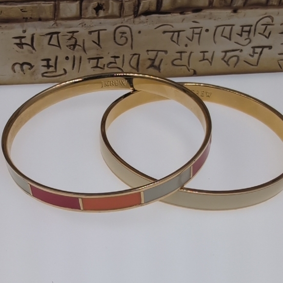 J. Crew Cream, Gold and Red Enamel Bracelets Bundle - Picture 3 of 7